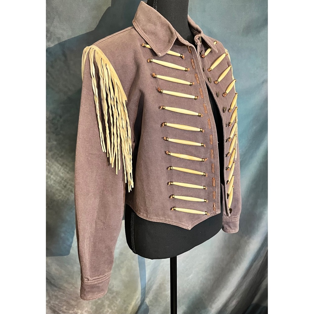 Vintage Double D Ranch Wear S Western Fringe Denim Jacket Application Women's S - Picture 4 of 7